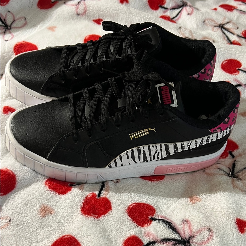 Puma Women's Black and Pink Zebra Sneakers